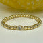 CZ Heart Stretch 5 mm Beaded Bracelet - 14k Gold Plated