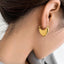 Stainless Steel Heart Hoop Earrings - 18K Gold Plated