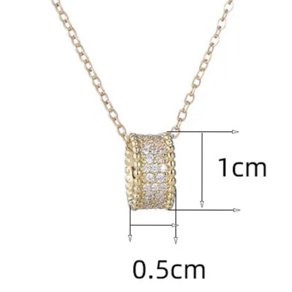 18K Gold Pave CZ Barrel Pendant Necklace - Gold And Silver
