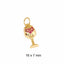 CZ Red Wine Glass Charm - Gold