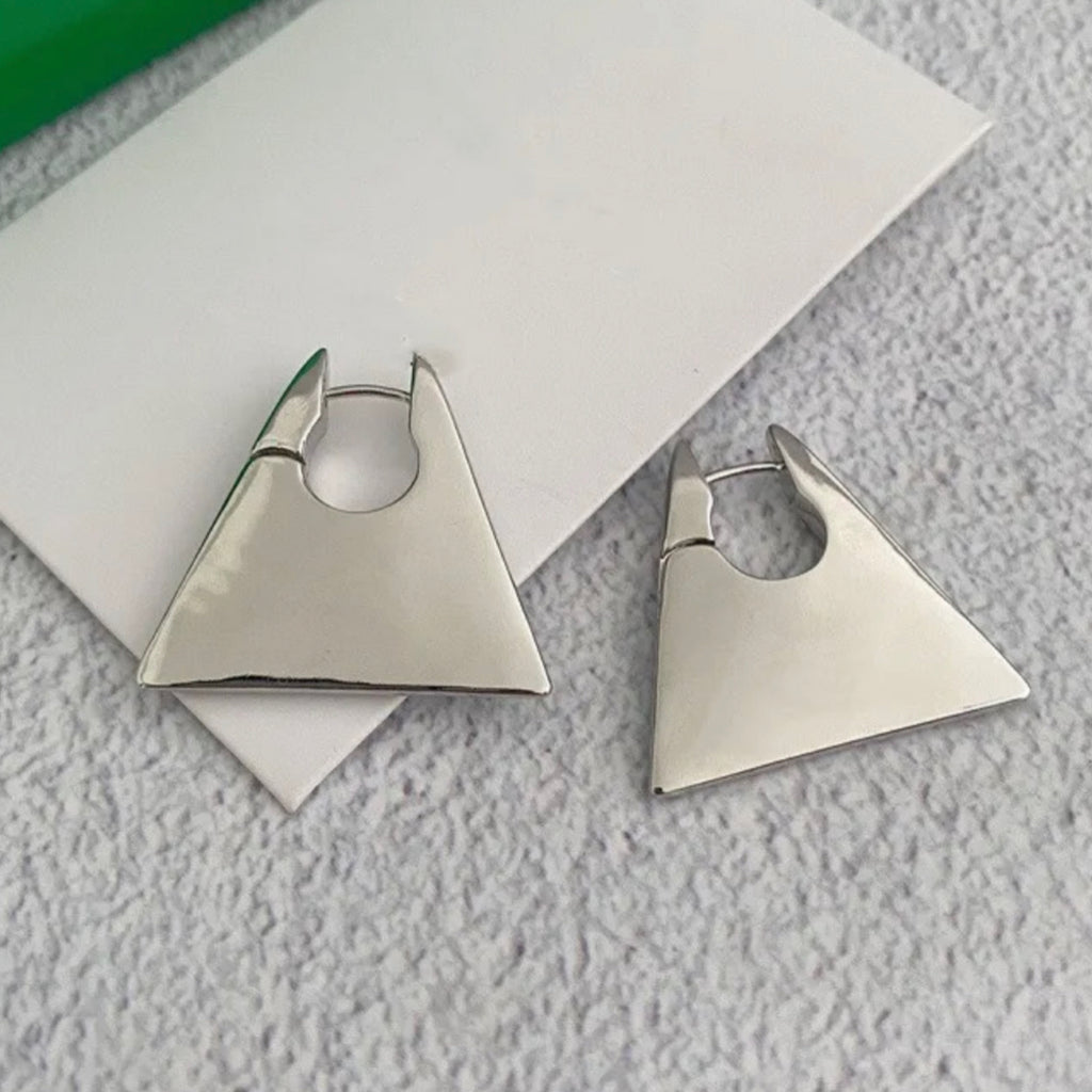 Chunky Triangle Huggie Earrings - Gold and Silver.