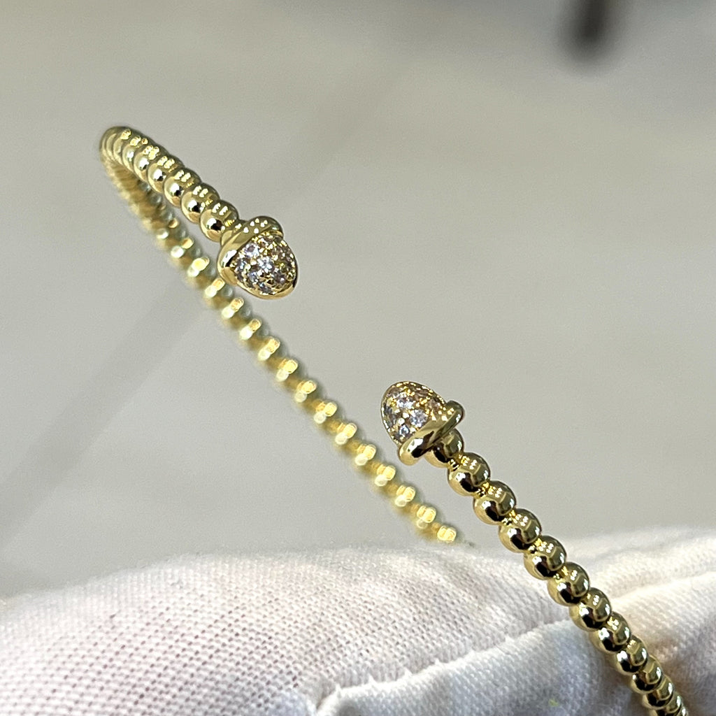 CZ Cuff Beaded Cuff Bracelet - Gold