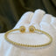 CZ Round Design Cuff Bracelet - Gold