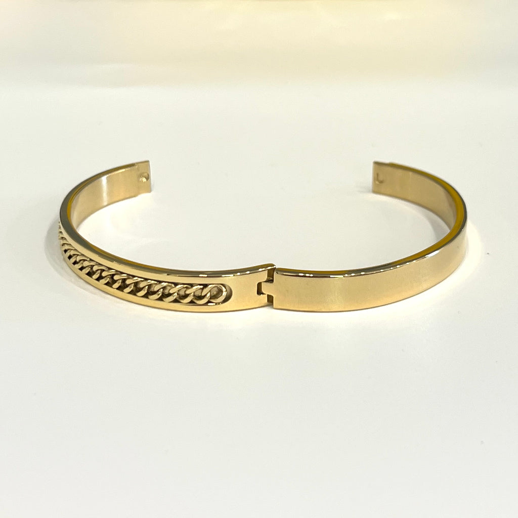 Men & Women 18K Gold Plated Inlaid Chain Bangle Bracelet.