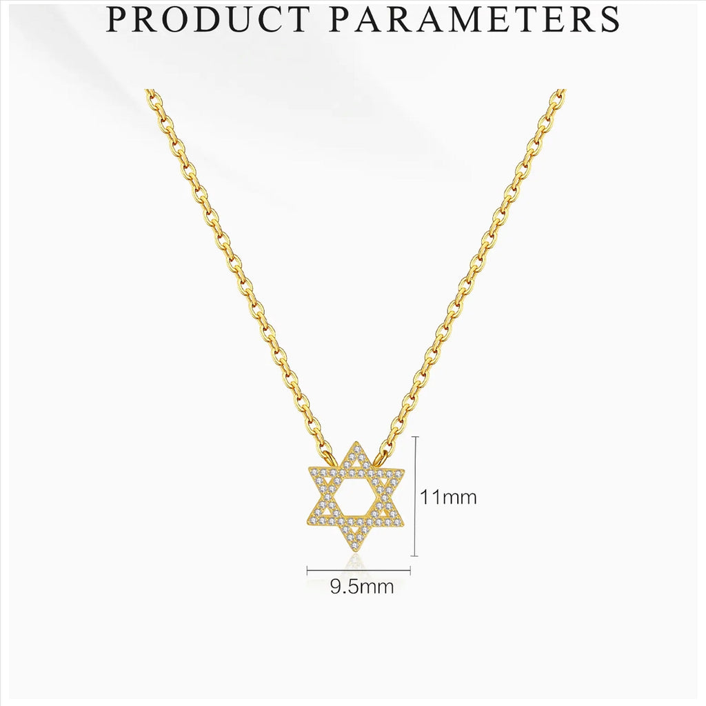 Small CZ Star of David Pendant Necklace - Gold or Silver