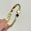 CZ Two Flower Bangle Bracelet - Gold