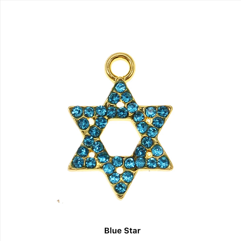 6.7 CM Light Blue Evil Eye Baby Pin With Star of David Charm - Gold
