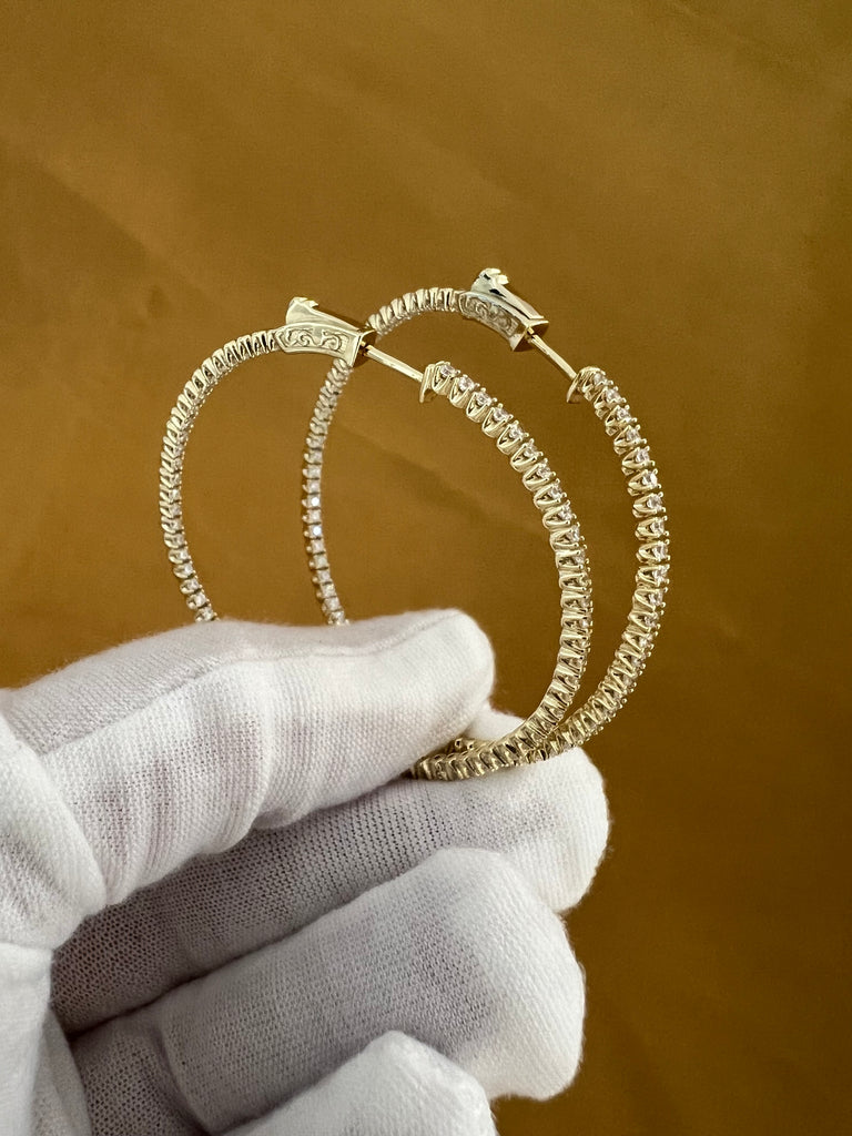 In & Out CZ 50 mm Round Hoop Earrings - Gold and Silver