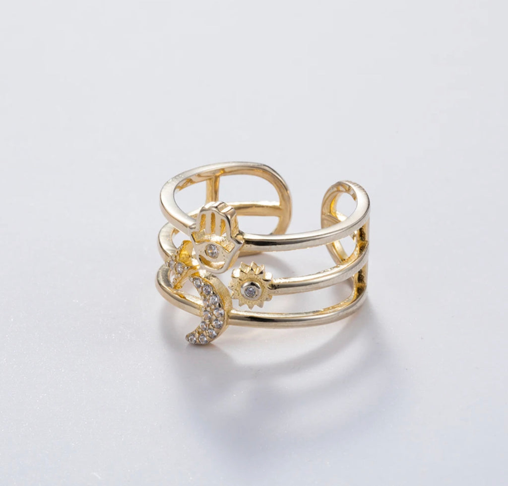 CZ Multi Row Open Ring