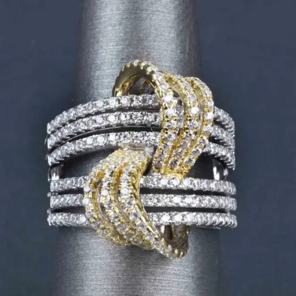 Two Tone Pave CZ Ring