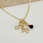 CZ Unicorn/Genuine Azabache Charms Necklace - Gold