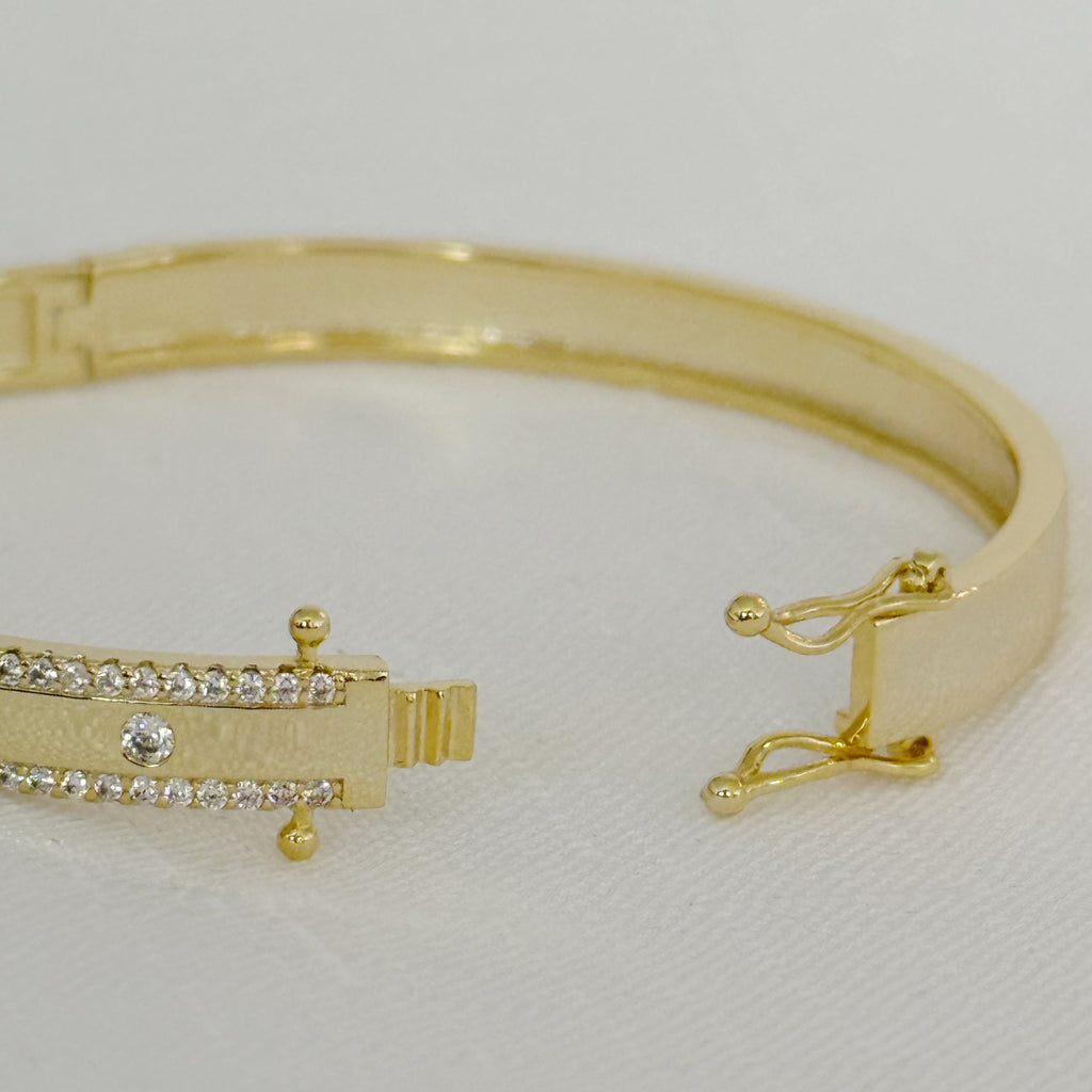 CZ Bangle Bracelet - 14K Gold Plated
