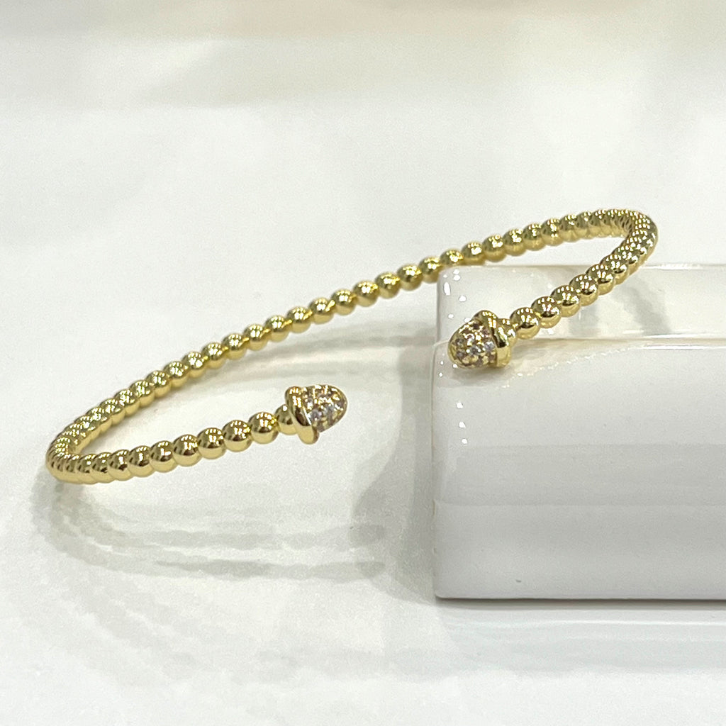 CZ Cuff Beaded Cuff Bracelet - Gold