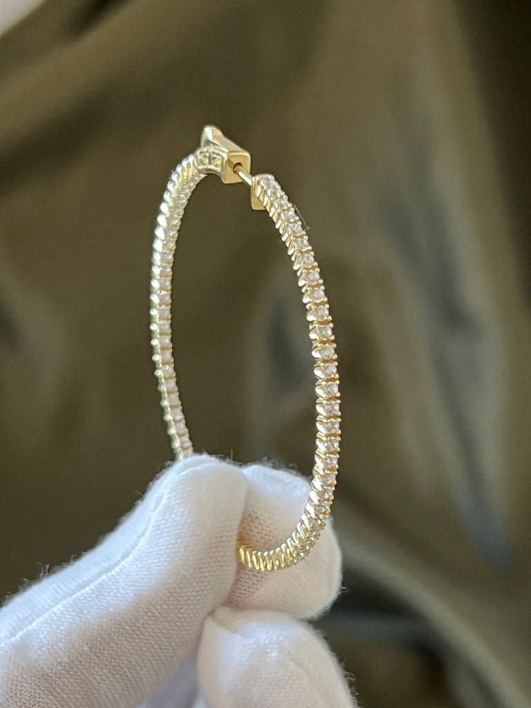 In & Out CZ 50 mm Round Hoop Earrings - Gold and Silver