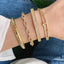 CZ Pave Link Eternity Hinged Bangle - 18K Gold Plated