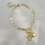 CZ Paw/Heart Push Front Clasp Paperclip Chain Bracelet - Gold