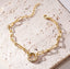 CZ Paw/Heart Push Front Clasp Paperclip Chain Bracelet - Gold