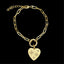CZ Heart Push Front Clasp Paperclip Chain Bracelet - Gold