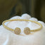 CZ Round Design Cuff Bracelet - Gold