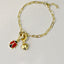 Enamel Ladybug/Heart Push Front Clasp Paperclip Chain Bracelet - Gold