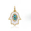 CZ Enamel Evil Eye/Hamsa Charm - Gold