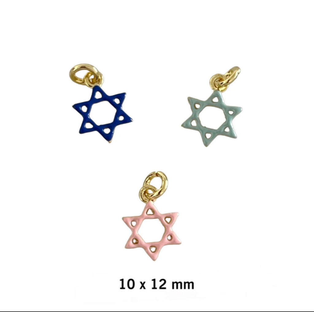 Enamel Jewish Star Necklace For Girls - Gold
