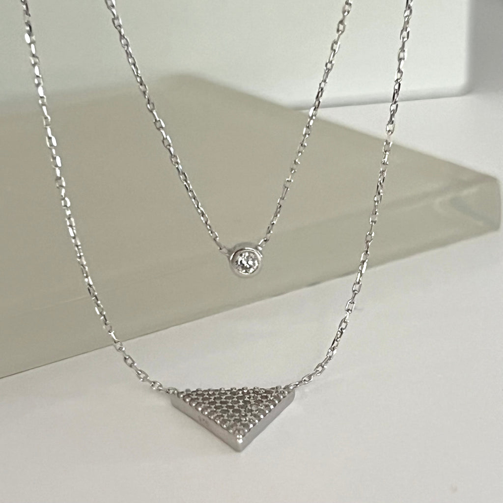 Double Chains Layering Necklace - Silver