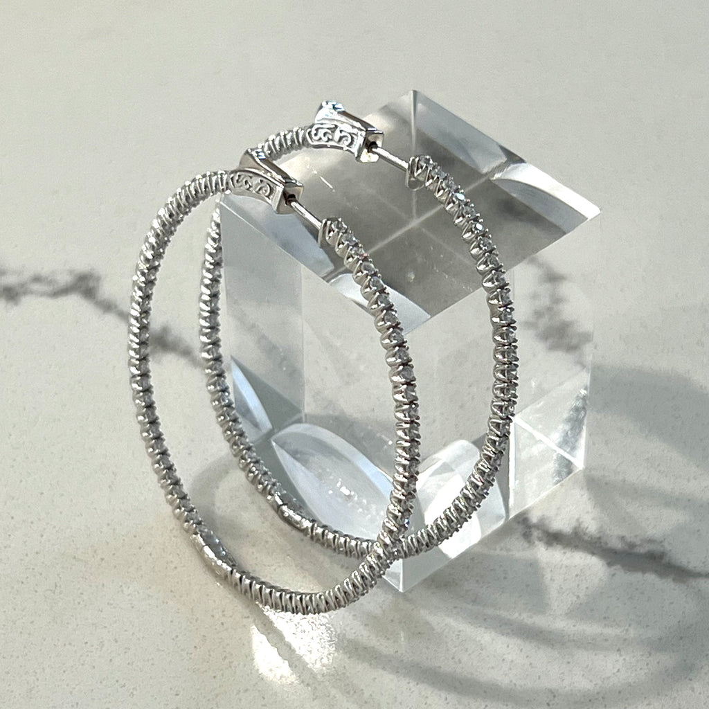 In & Out CZ 50 mm Round Hoop Earrings - Gold and Silver