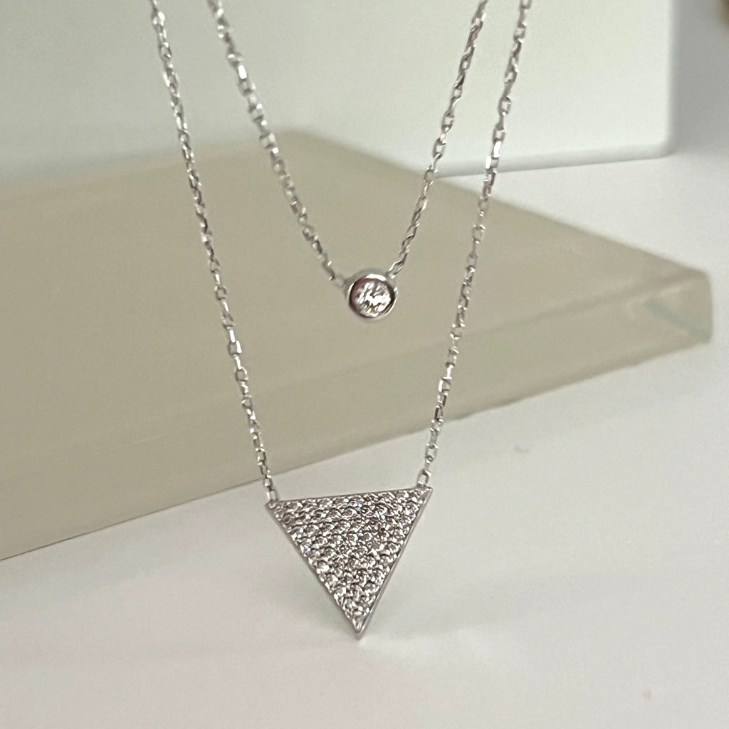 Double Chains Layering Necklace - Silver