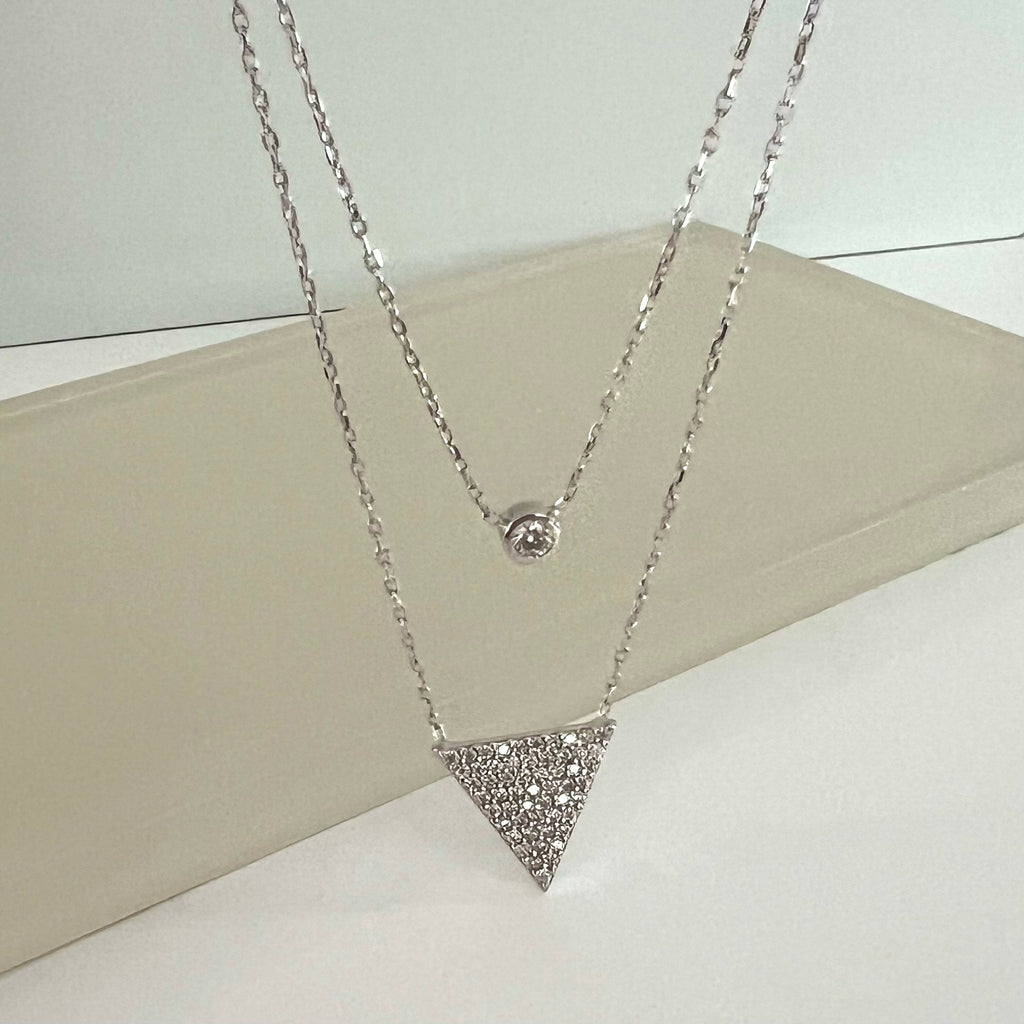 Double Chains Layering Necklace - Silver