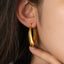 Stainless Steel Oval Hollow  Earrings - 18K Gold Plated