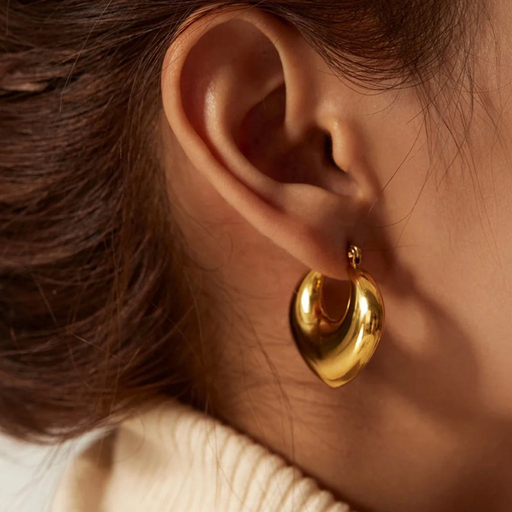 Balara Stainless Steel Chunky Hoop Earrings - 18K Gold Plated