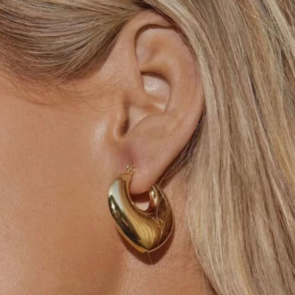 Balara Stainless Steel Chunky Hoop Earrings - 18K Gold Plated