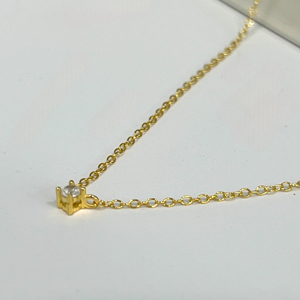 2.5 mm Delicate CZ Chocker Necklace - Gold