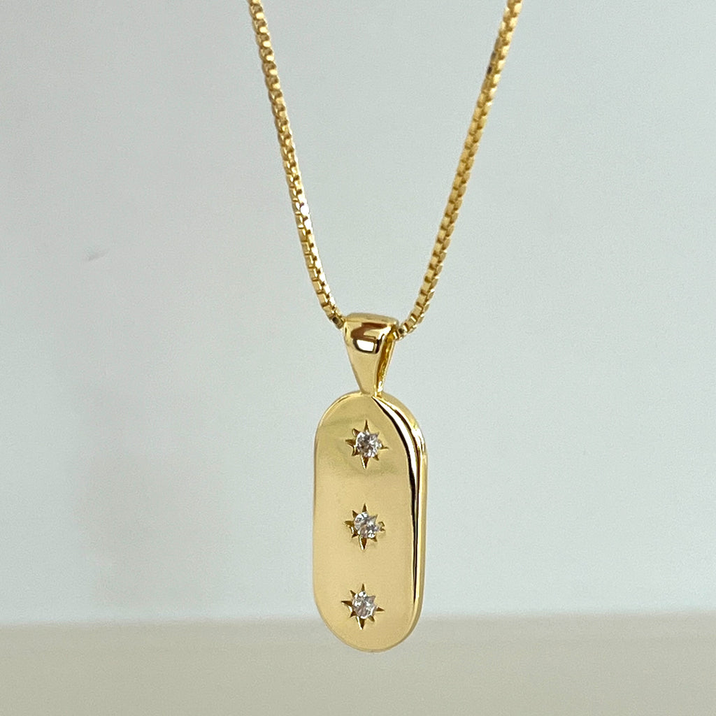 Bridesmaid CZ Tag Necklace - Gold