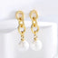 18K Gold Plated Chain Pearl Drop Earrings