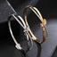 CZ Cross Knotted Bangle Bracelet - Gold and Silver