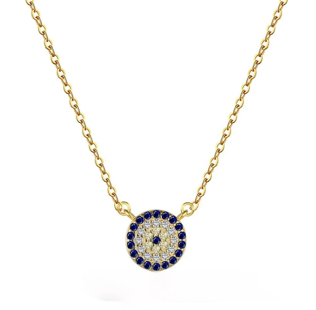 Small CZ Evil Eye Necklace - Gold or Silver