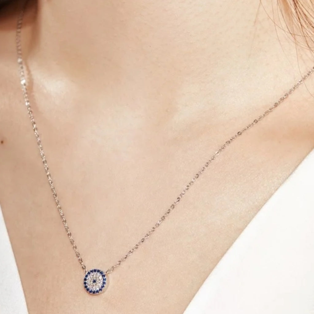 Small CZ Evil Eye Necklace - Gold or Silver