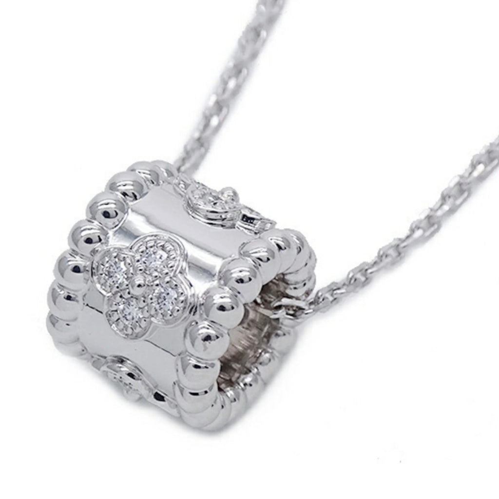 18K Gold Clovers Barrel Pendant Necklace - Gold and Silver