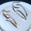 For Small Wrist 18k Gold Plated CZ Tail Shape Bangle Bracelet- Silver and Gold