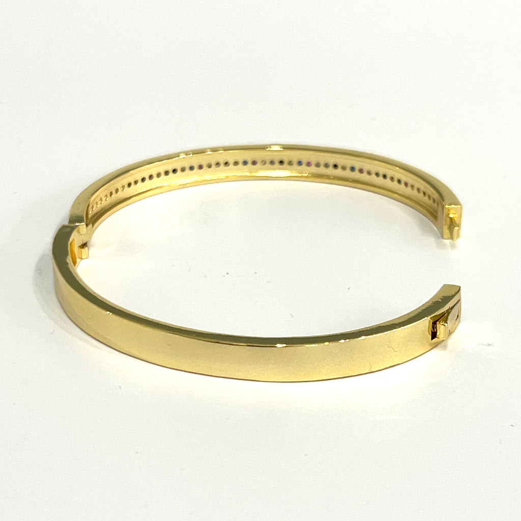 CZ Rainbow Bangle Bracelet - Gold
