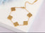 18k Gold Plated Both Sides Printed Four Leaf Clover Set (Necklace, Earrings and Bracelet).