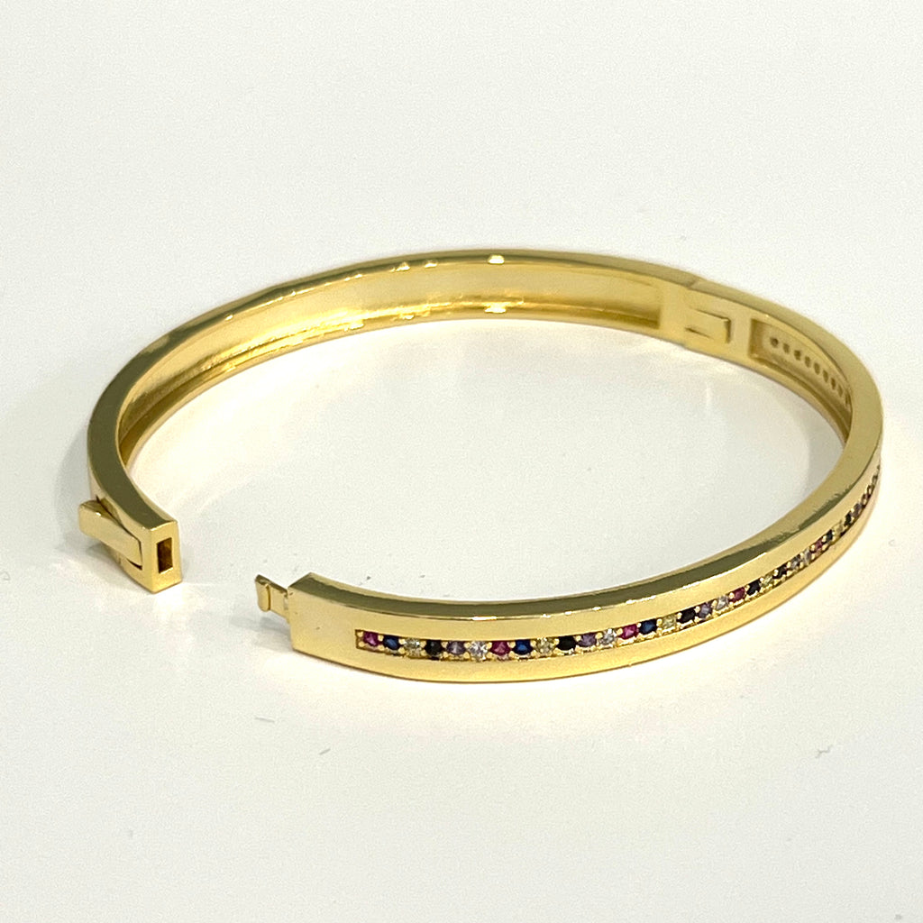 CZ Rainbow Bangle Bracelet - Gold