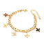 18k Gold Plated Stainless Steel Dangling Clovers Bracelet