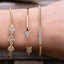 3 Flowers CZ Beaded Cuff Bracelet - Gold
