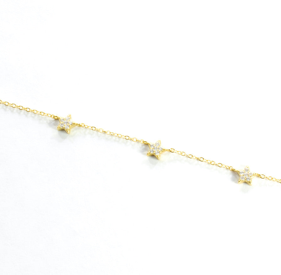 Multi Stars CZ Bracelet - Gold or Silver - Girl & Teens