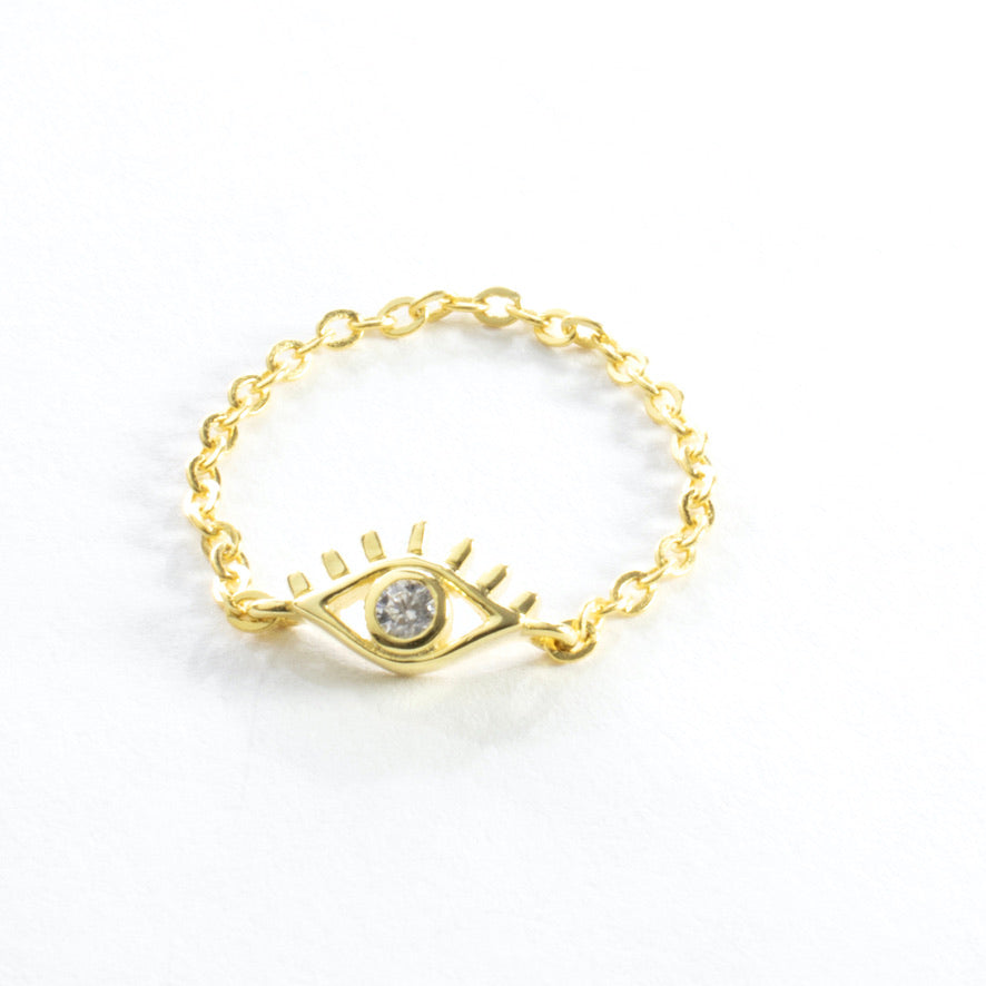 CZ Evil Eye Chain Ring