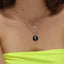 CZ Cross Disc Necklace - Silver
