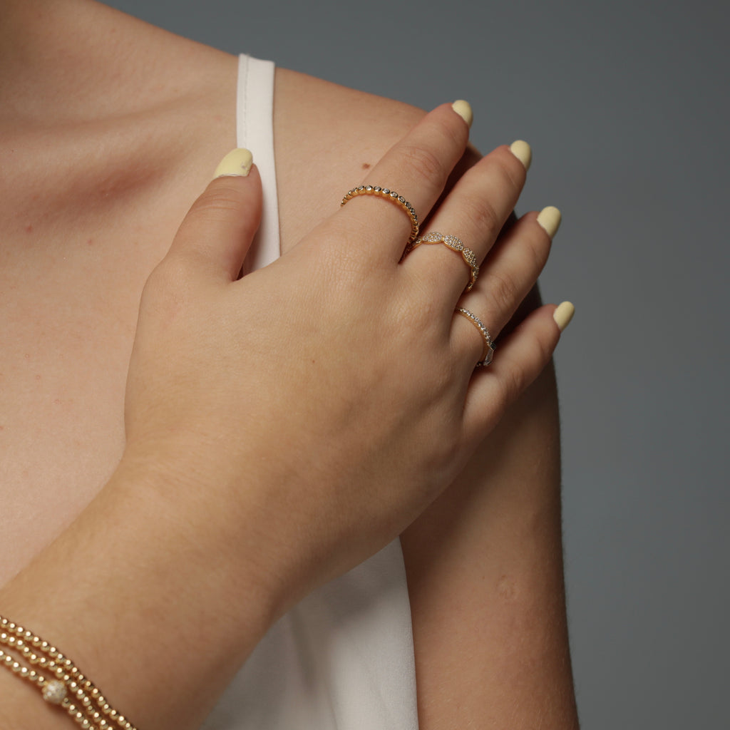 Micro Pave CZ Eternity Style Band - Gold or Silver